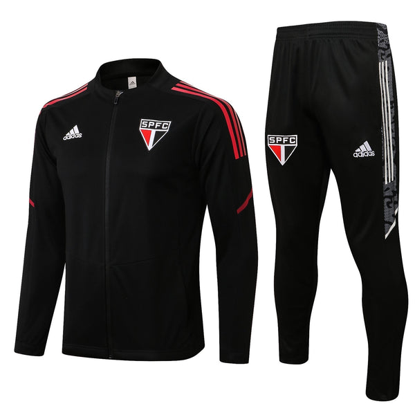 Conjunto São Paulo Adidas Zíper Longo Preto